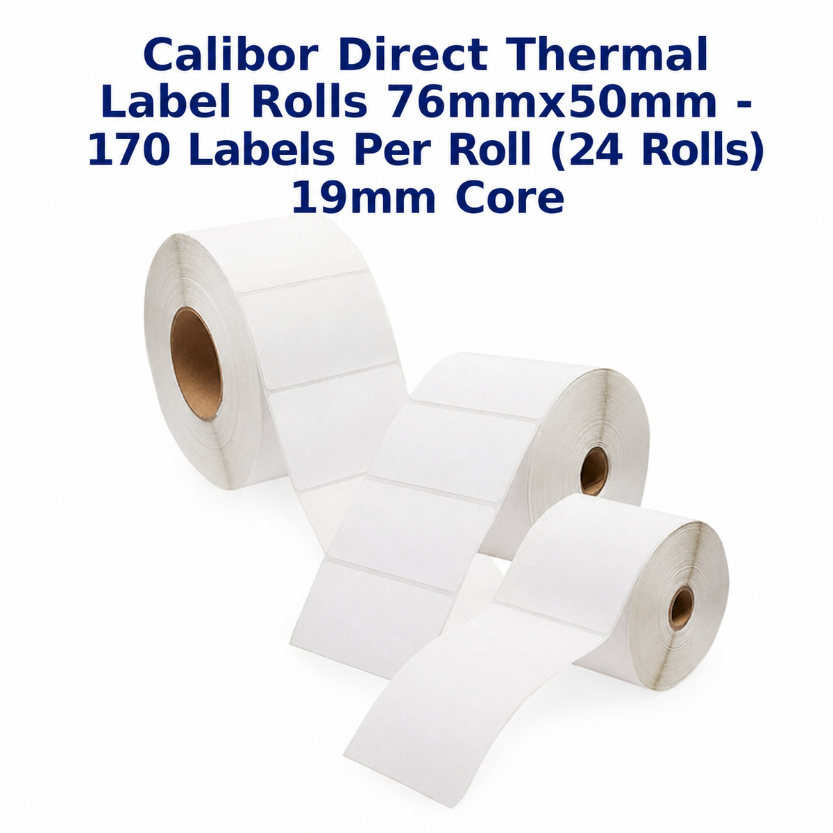 Calibor Direct Thermal Label Rolls 76mmx50mm - 170 labels per roll (24 rolls) 19mm core