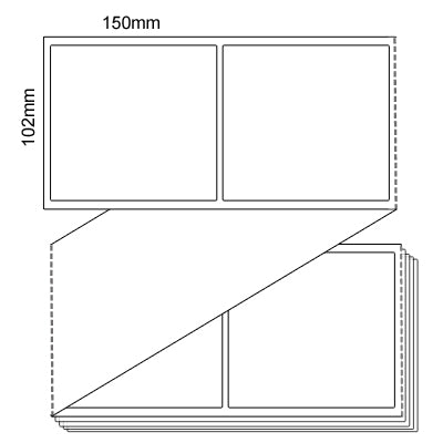 Labels Now 102mm x 150mm - White Thermal Transfer Fanfold Labels, Permanent Adhesive, (3000/box)