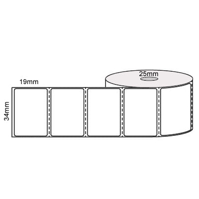 35mm x 19mm White Removable Direct Thermal Labels | 2000 Labels/Roll | 25mm Core