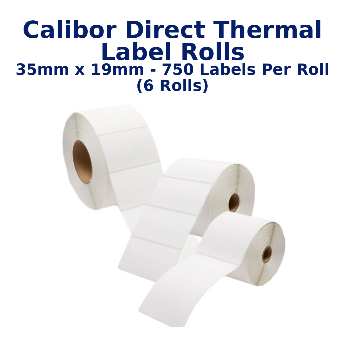 Calibor Direct Thermal Label Rolls 35mmx19mm - 750 labels per roll (6 rolls)