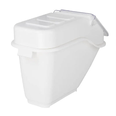 White plastic container with a lid on a white background