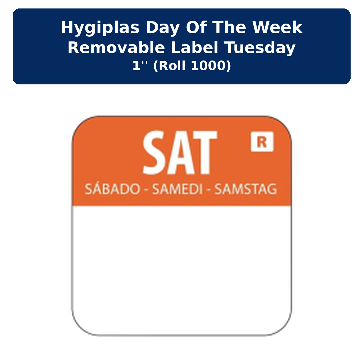 Hygiplas Day of the Week Removable Label Tuesday 1'' (Roll 1000)