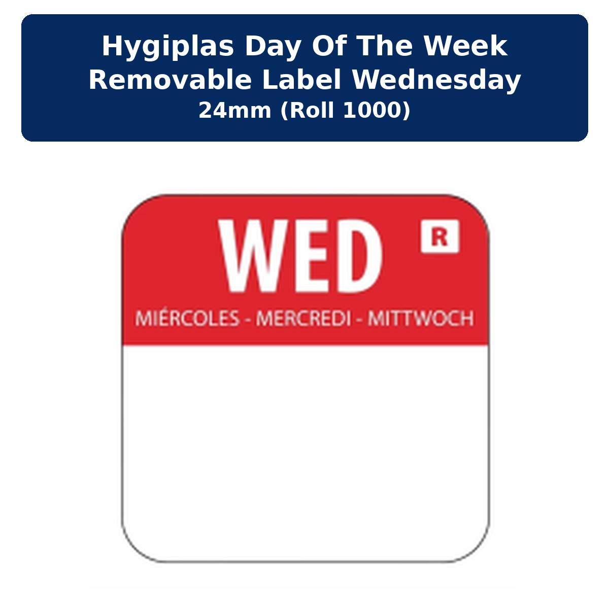 Hygiplas Day of the Week Removable Label Wednesday 24mm (Roll 1000)
