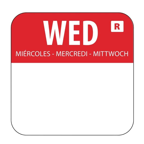 Hygiplas Day of the Week Removable Label Wednesday 24mm (Roll 1000)