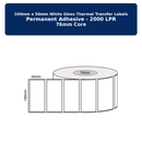 100mm x 50mm - White Gloss Thermal Transfer Labels, Permanent Adhesive, 2000 LPR 76mm core