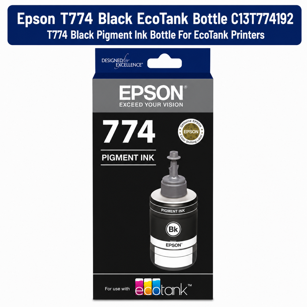 Epson T774 Blk EcoTank Bottle C13T774192