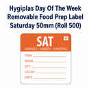 Hygiplas Day Of the Week Removable Food Prep Label Saturday 50mm (Roll 500)