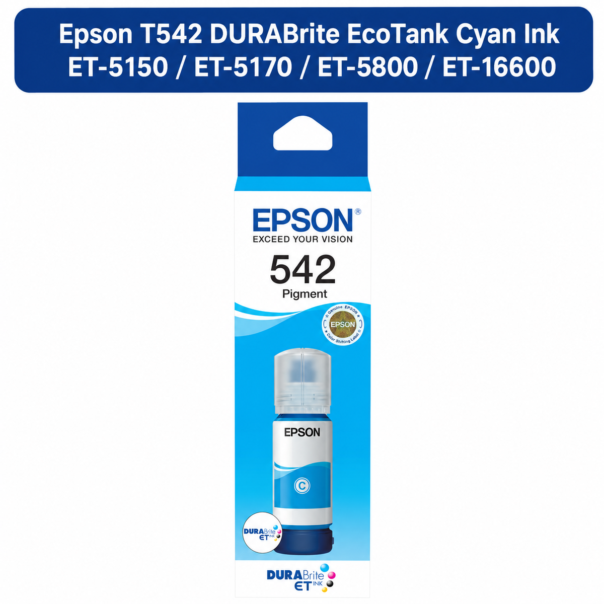 EPSON T542 DURABRITE ECOTANK CYAN INK ET-5150 ET-5170 ET-5800 ET-16600