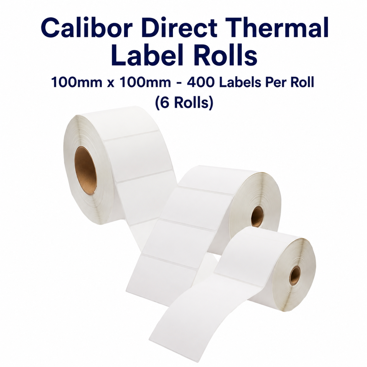 Calibor Direct Thermal Label Rolls 100mmx100mm - 400 labels per roll (6 rolls)
