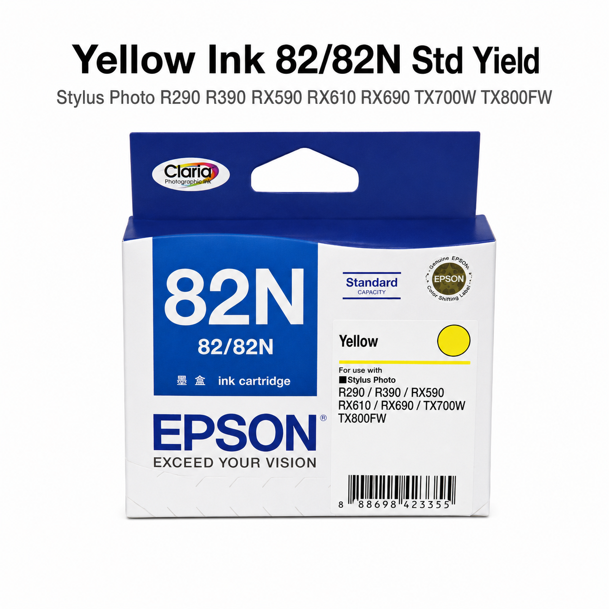YELLOW INK 82/82N STD YIELD STYLUS PHOTO R290 R390 RX590 RX610RX690 TX700W TX800FW