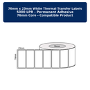 Labels Now 76mm X 23mm - White Thermal Transfer Compatible Labels, 5000 Lpr Permanent Adhesive, 76mm Core,