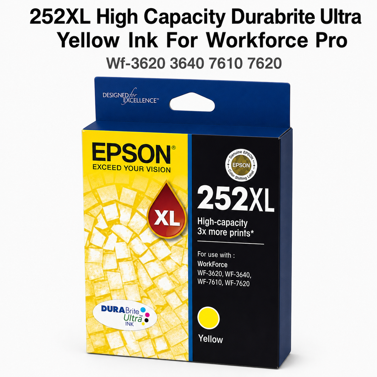 252XL HIGH CAPACITY DURABRITE ULTRA YELLOW INK FOR WORKFORCE PRO WF-3620 3640 7610 7620