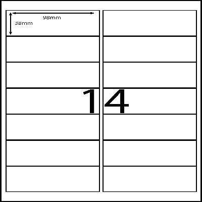 A4 Laser Labels 14 Per Page (100 Sheets)