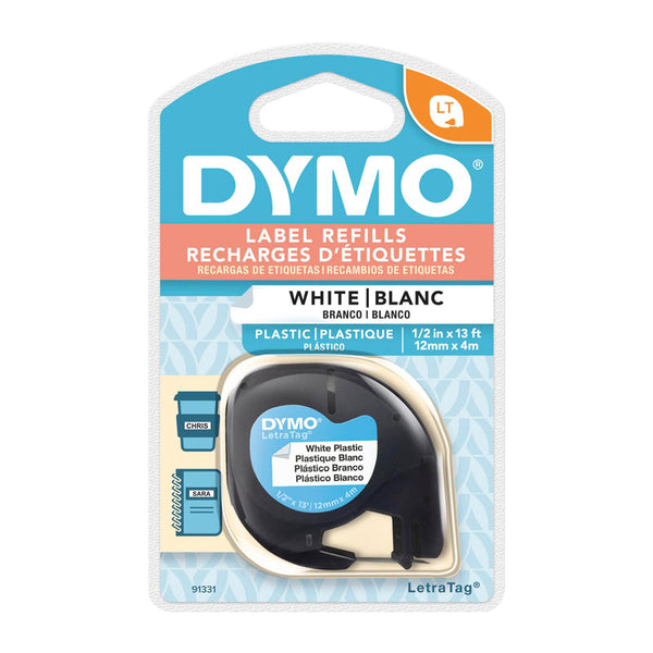 Dymo LetraTag Plastic 12mm x 4M White