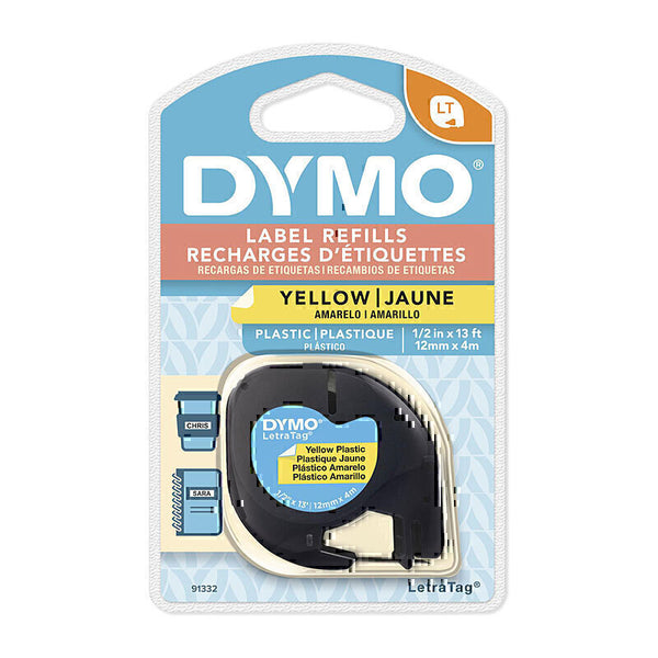Dymo LetraTag Plastic 12mm x 4M Yellow