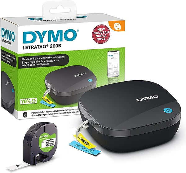 Dymo LetraTag 200B Bluetooth Label Maker Value Pack | Compact Label Printer | Connects Through Bluetooth Wireless Technology to iOS and Android