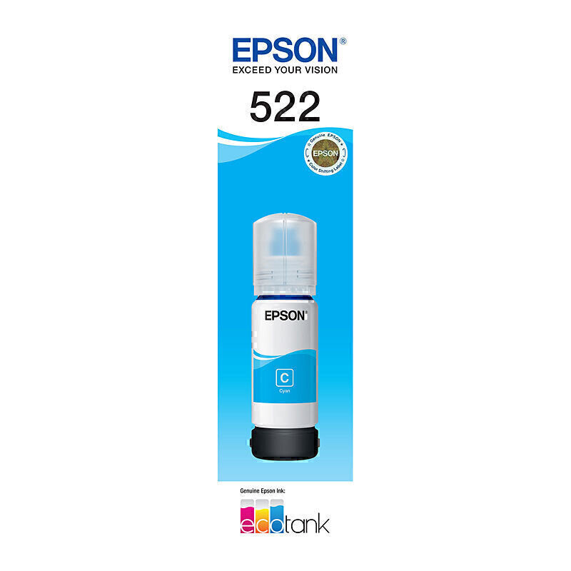Epson T522 Cyan EcoTank Ink Bottle — C13T00M292
