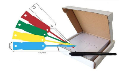 KRV98 Stock Forms Australia vinyl service key tags in white, yellow, red, blue and green