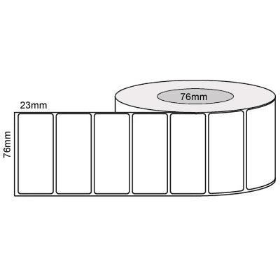 Labels Now 76mm X 23mm - White Thermal Transfer Compatible Labels, 5000 Lpr Permanent Adhesive, 76mm Core,