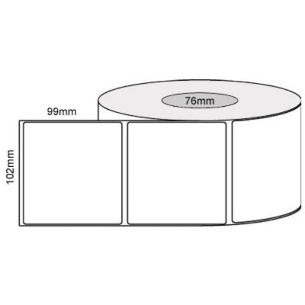 102mm x 99mm - White Thermal Transfer Labels, 1500 LPR Permanent Adhesive, 76mm core,