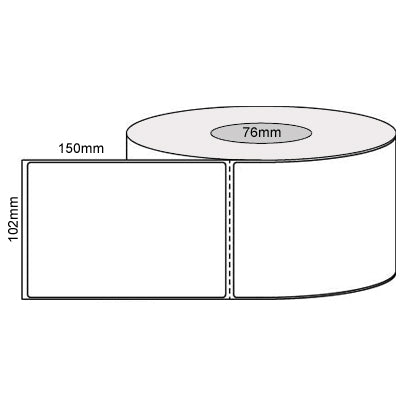 102mm x 150mm , 1000 LPR  White Thermal Transfer Perforated Permanent Labels 76mm core