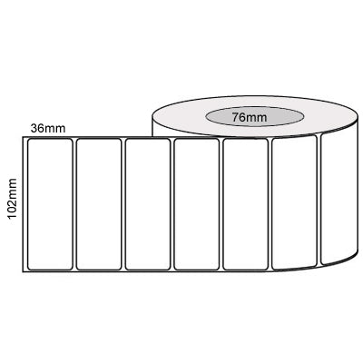 102mm x 36mm - White Thermal Transfer Poly Labels, Permanent Adhesive