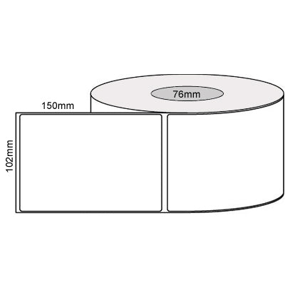 102mm x 150mm - White Thermal Transfer Removable Labels, 76mm core, 1000 LPR, Compatible Product