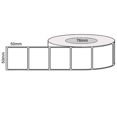 50mm x 50mm - White Thermal Transfer Labels, Permanent Adhesive,3000LPR Compatible Product 76mm core,