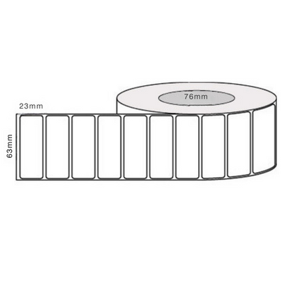 63mm x 23mm - White Thermal Tran63mm x 23mm Thermal Transfer Labels – 4000 Labels Per Rollfer Perforated Labels, Permanent Adhesive, 76mm core, 4000LPR