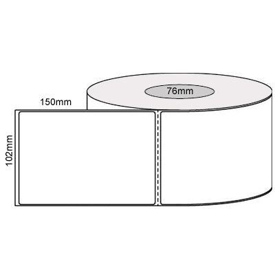 102mm x 150mm White Thermal Transfer Perforated Poly Labels Permanent Adhesive Long Life 76mm core 1000 LPR Compatible Product Product Code LNOZL12310