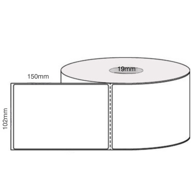 102mm x 150mm Thermal Shipping Labels, Permanent Adhesive, 100 LPR on a 19mm Core