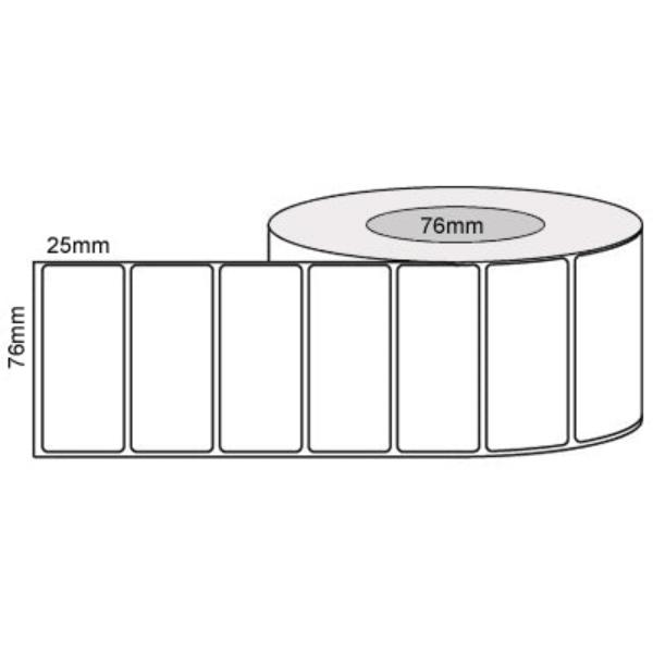 76mm x 25mm - White Thermal Transfer 5000LPR Removable Labels, 76mm Core,