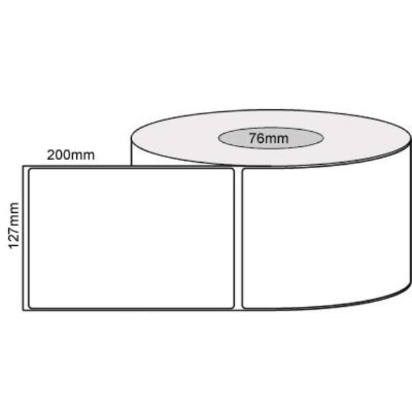 127mm x 200mm- White Thermal Transfer Labels, 750LPR Permanent Adhesive, 76mm Core,