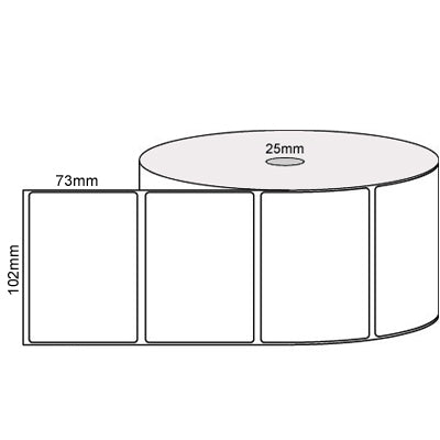 White Direct Thermal Removable Label 102mm x 73mm 25mm core