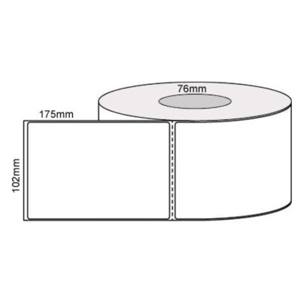 102mm x 175mm - White Direct Thermal Perforated Labels, 750 LPR Permanent Adhesive, 76mm Core, Compatible Product