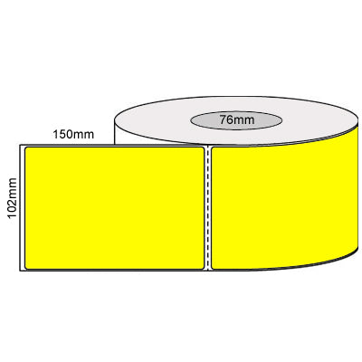 102mm x 150mm - Fluro Yellow Thermal Transfer Perforated Labels, Permanent Adhesive, 76mm core, (1000 LPR) Compatible Product