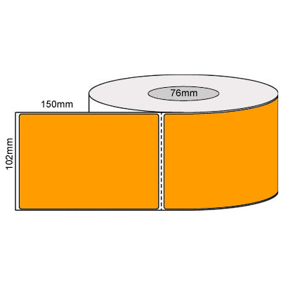 102mm x 150mm - Fluro Orange Thermal Transfer Perforated Labels, Permanent Adhesive, 76mm core, (1000 LPR) Compatible Product