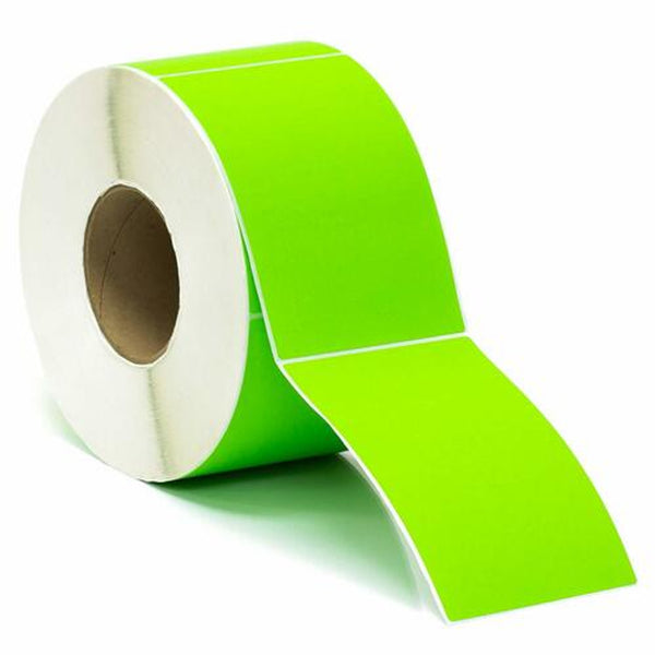 102mm x 150mm - Fluro Green Thermal Transfer Perforated Labels, Permanent Adhesive, 76mm core, (1000 LPR) Compatible Product