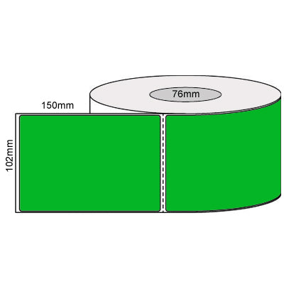 102mm x 150mm - Fluro Green Thermal Transfer Perforated Labels, Permanent Adhesive, 76mm core, (1000 LPR) Compatible Product
