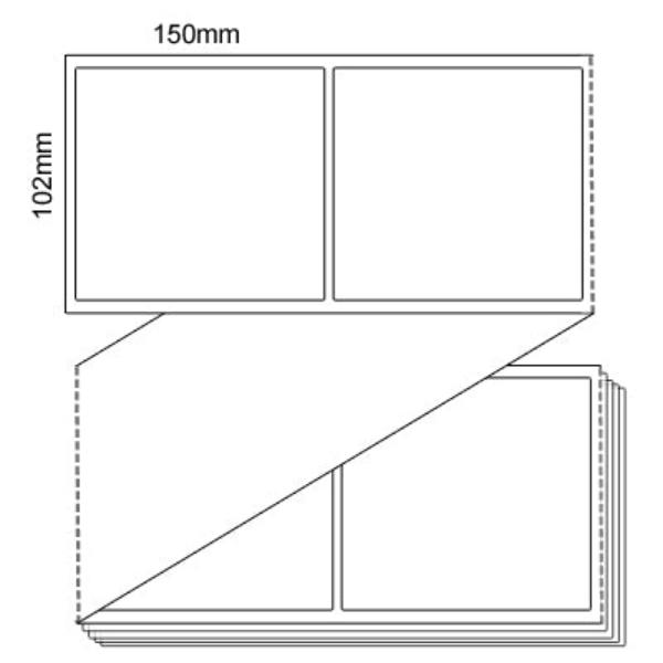 102mm x 150mm - White Direct Thermal Fanfold Labels, Permanent Adhesive, (3000/box)