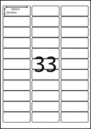 A4 LABELS L7157 - 33 labels / 64mm x24.3mm x 100 A4 100 sheet labels Product Code LA4/33L,