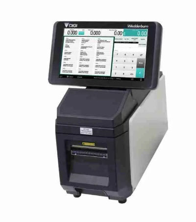 Weidmälber electronic device with screen and printer on a white background