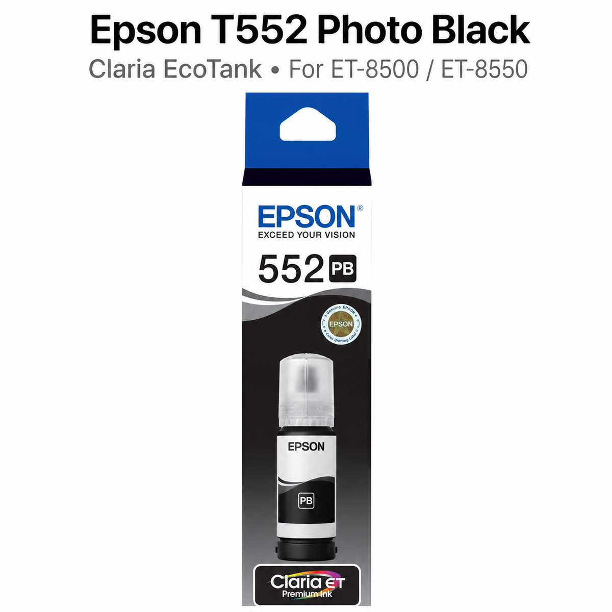 EPSON T552 - CLARIA ECOTANK - PHOTO BLACK FOR ET-8500 ET-8550
