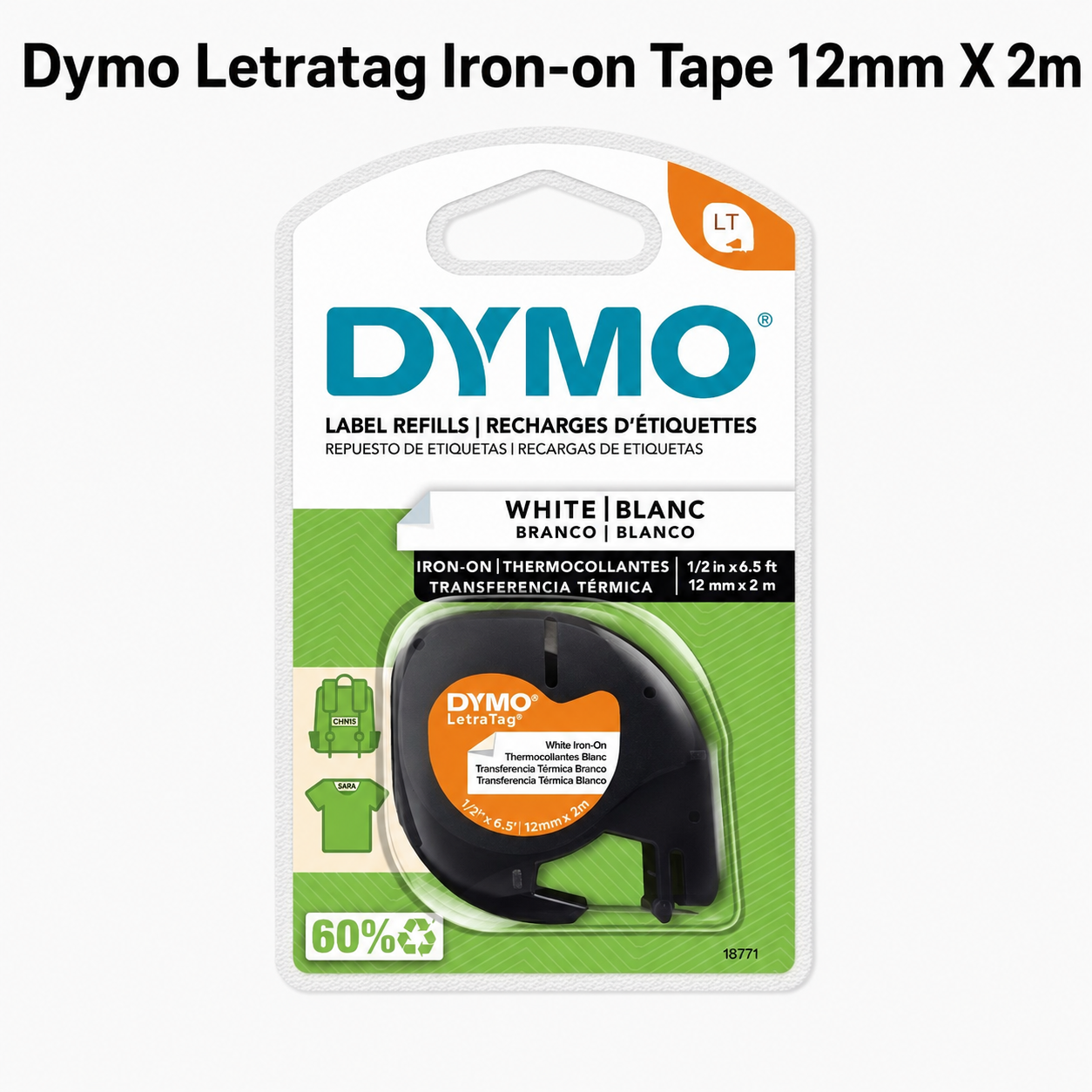 Dymo LetraTag Iron-On Tape 12mm x 2M