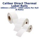 Calibor Direct Thermal Label Rolls 100mmx50mm - 1000 labels per roll (6 rolls)
