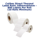 Calibor Direct Thermal Label Rolls 100mmx65mm - 800labels per roll (10 rolls minimum)
