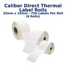 Calibor Direct Thermal Label Rolls 35mmx19mm - 750 labels per roll (6 rolls)