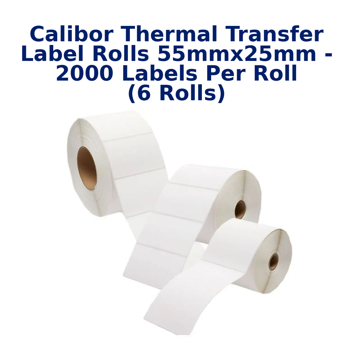 Calibor Thermal Transfer Label Rolls 55mmx25mm - 2000 labels per roll (6 rolls)