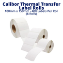 Calibor Thermal Transfer Label Rolls 100mmx150mm - 400 labels per roll (6 rolls)