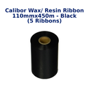Calibor Wax/ Resin Ribbon 110mmx450M - Black (5 ribbons)